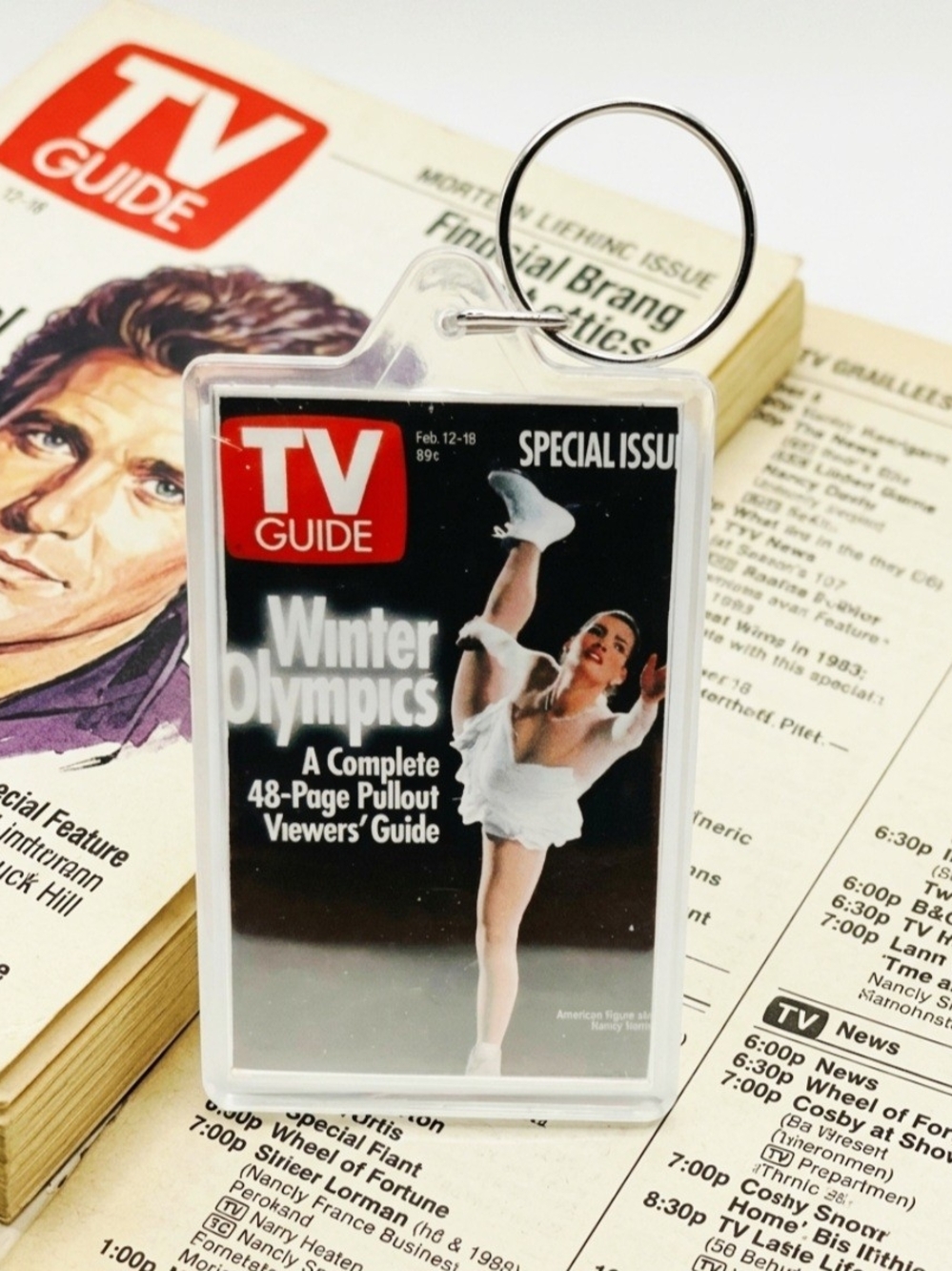 Vintage 1994 Nancy Kerrigan TV Guide Winter Olympics Acrylic Cover Keychain